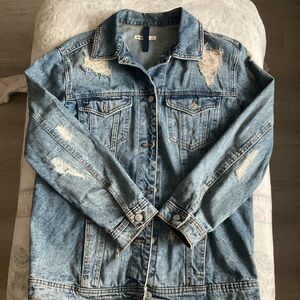 Stradivarius Light Blue Distressed Denim Jacket